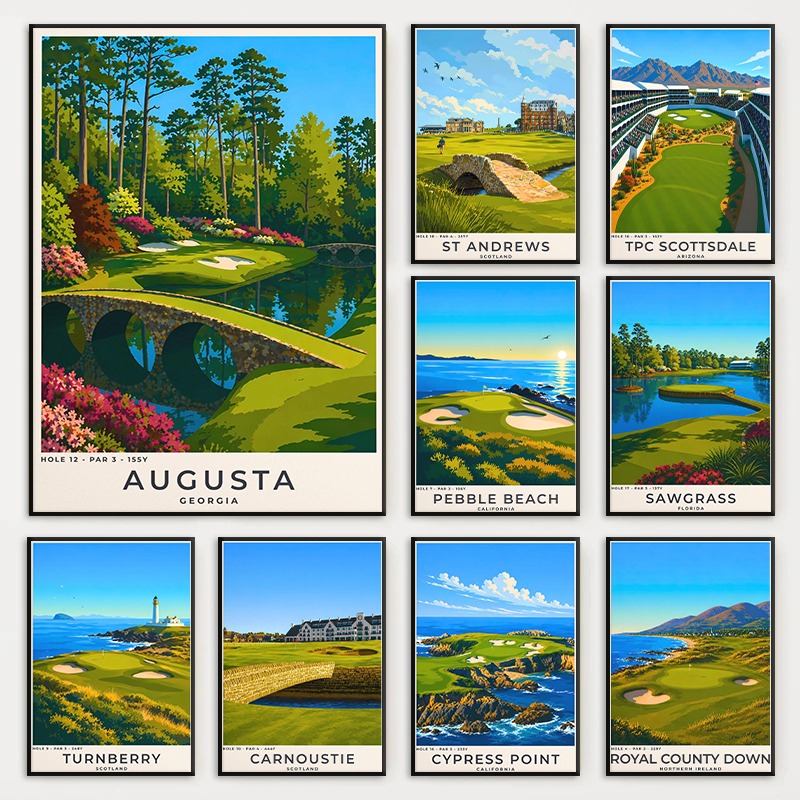 Home Decor Locations - Affiche de paysage de golf moderne,