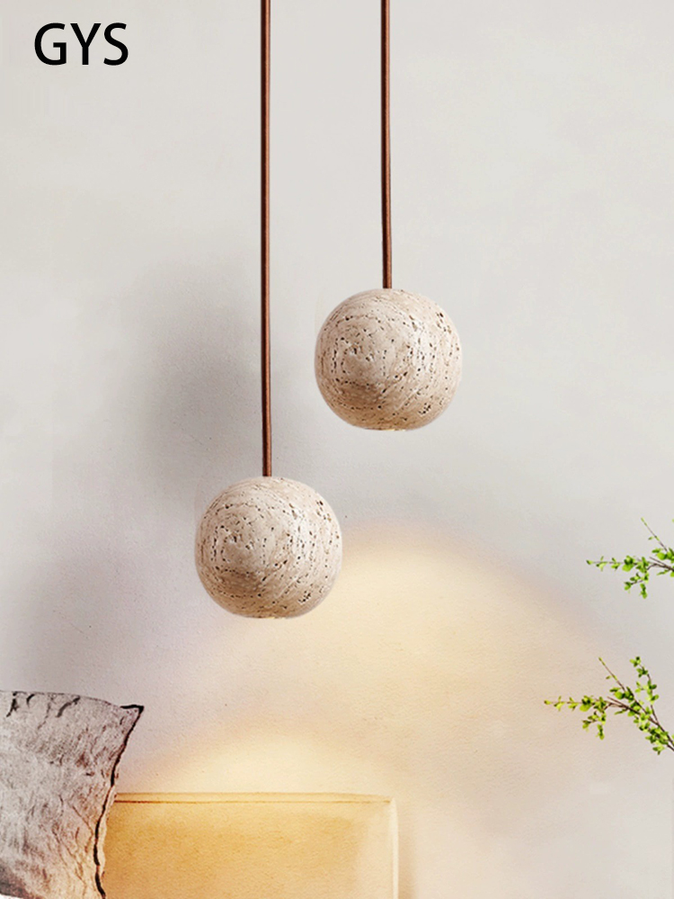 Hanging Moon Lamp - Lampe LED Suspendue en Pierre Jaune,