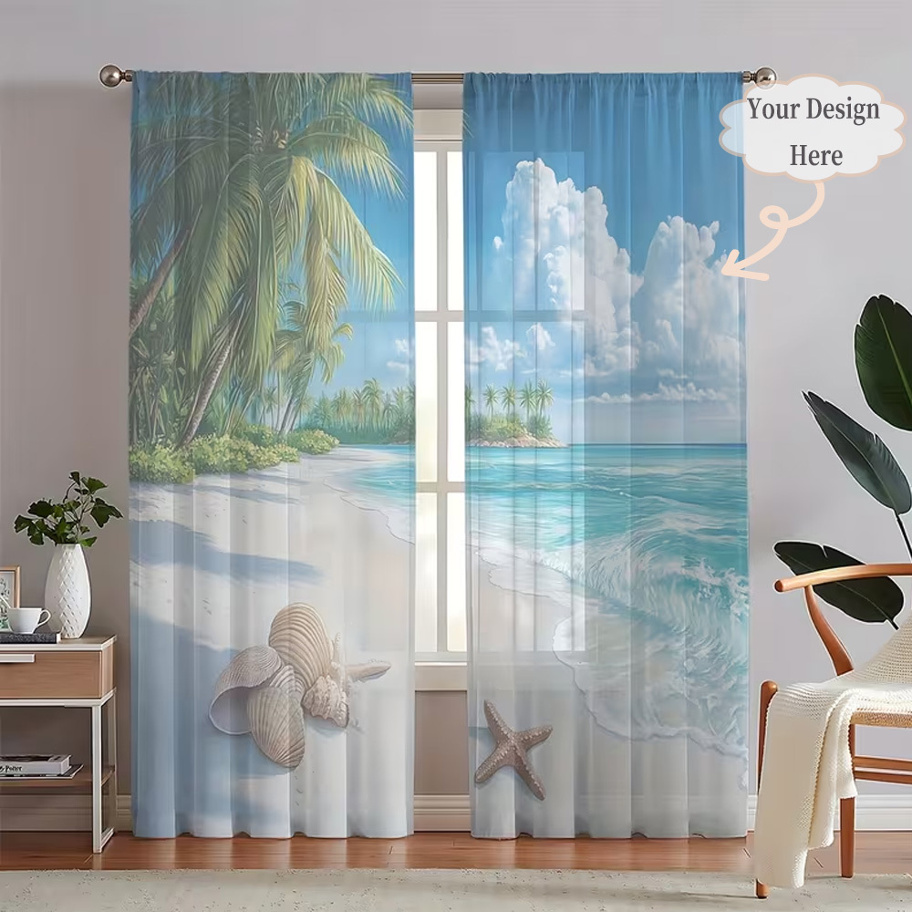Home Decor Curtains - Rideaux transparents plats 2D personnalisés en