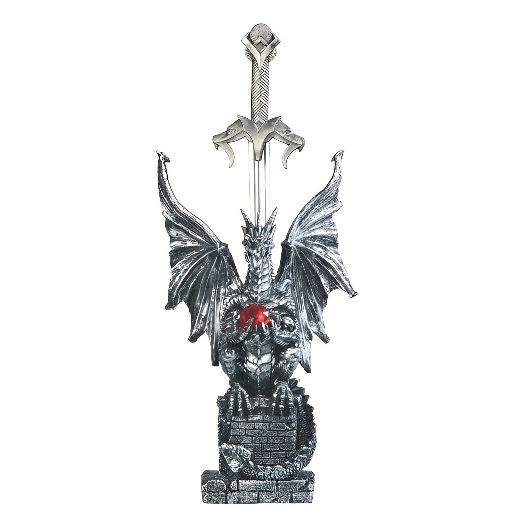 Home Decor Medieval - Figurine de dragon médiéval en argent