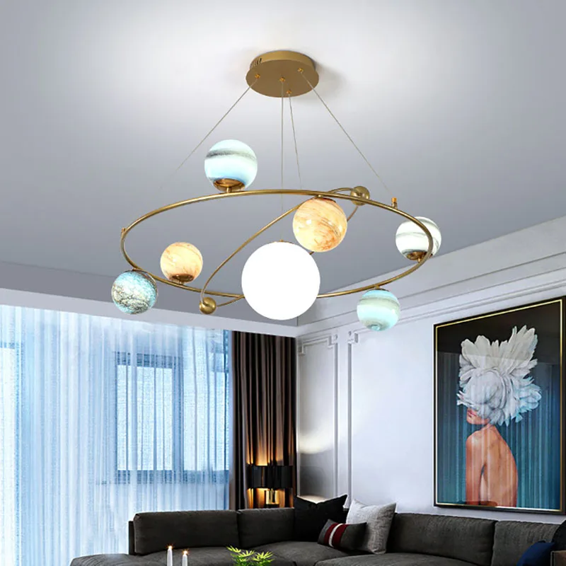 Hanging Moon Lamp - Nordique planète lustre plafond Simple salon