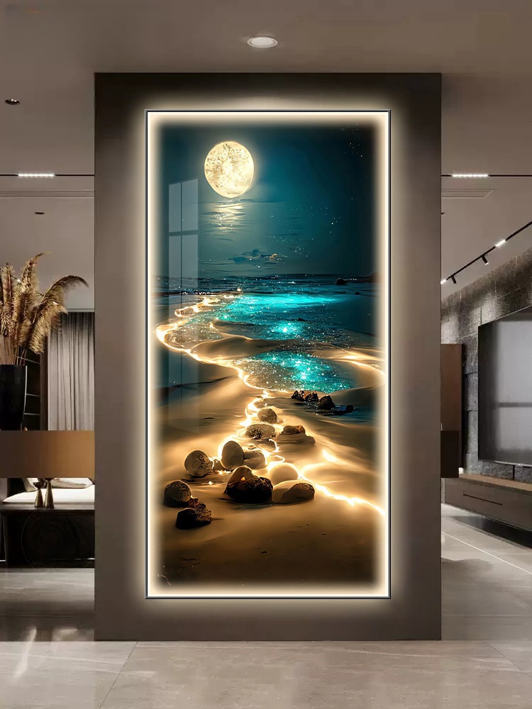 Hanging Moon Lamp - Lampe murale ondulée d'océan, décoration d'entrée,