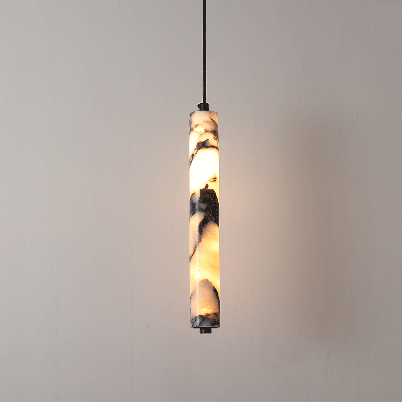 Hanging Moon Lamp - Lampe suspendue en pierre naturelle noire