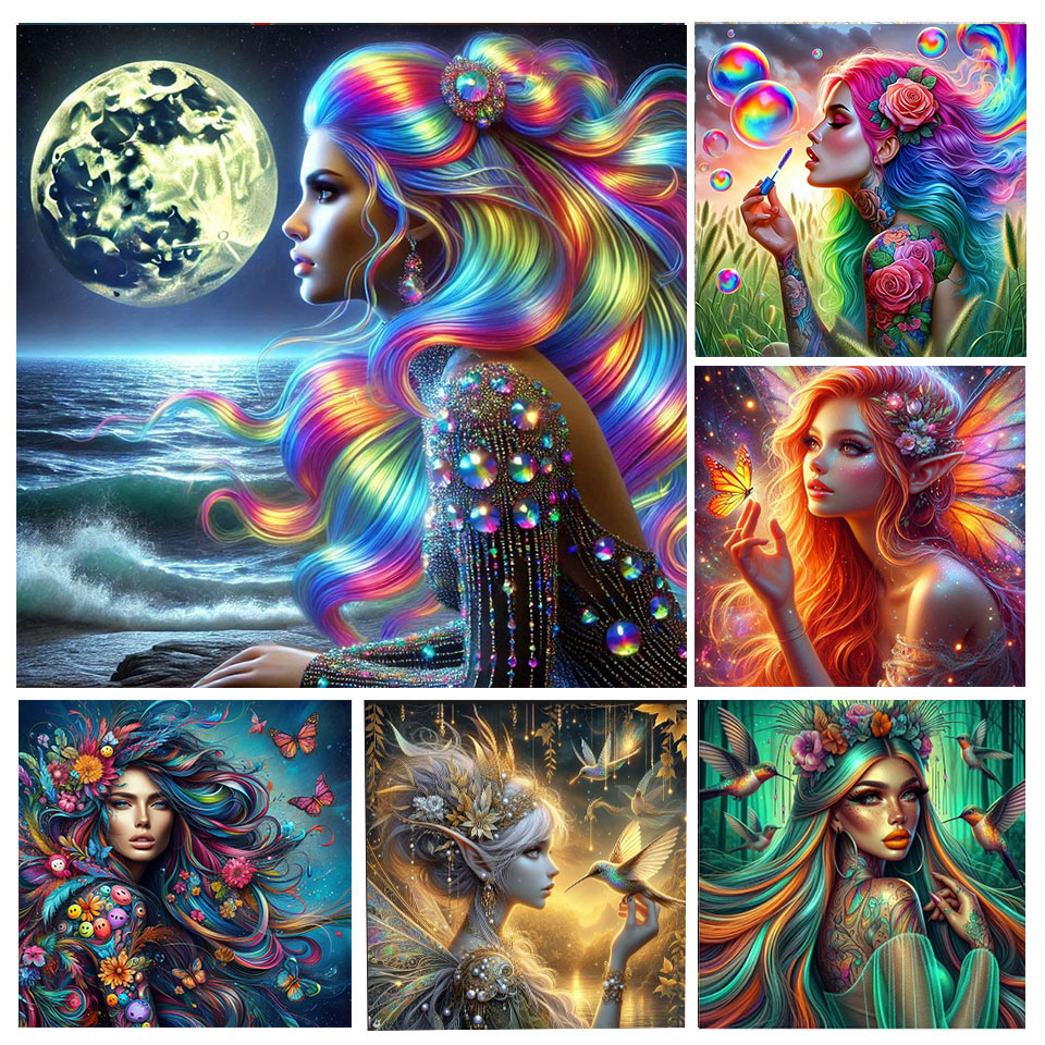 Home Decor Bali - 5D Full Diamond Customs Color Hair