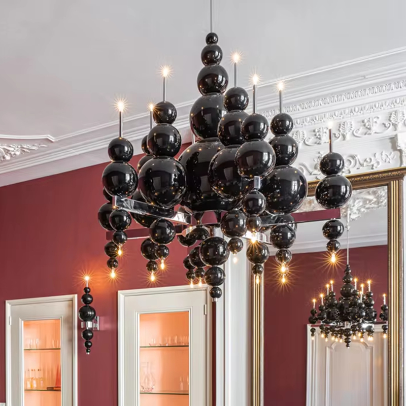 Hanging Moon Lamp - Lustre de Luxe Noir en Forme
