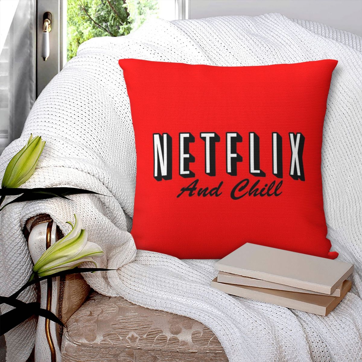 Housse de coussin carrée rouge - Home Decor Netflix avis et prix