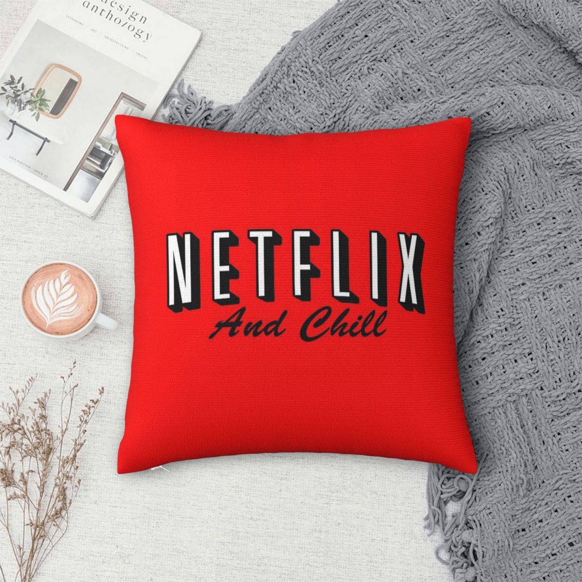 Housse de coussin carrée rouge - Home Decor Netflix avis et prix